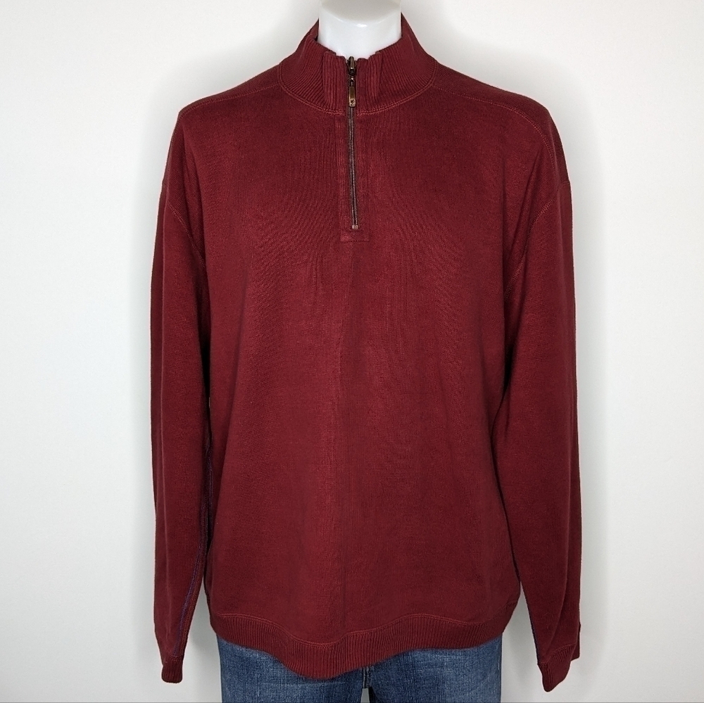 Tommy Bahama Red 1/3 zip pullover sweatshirt L